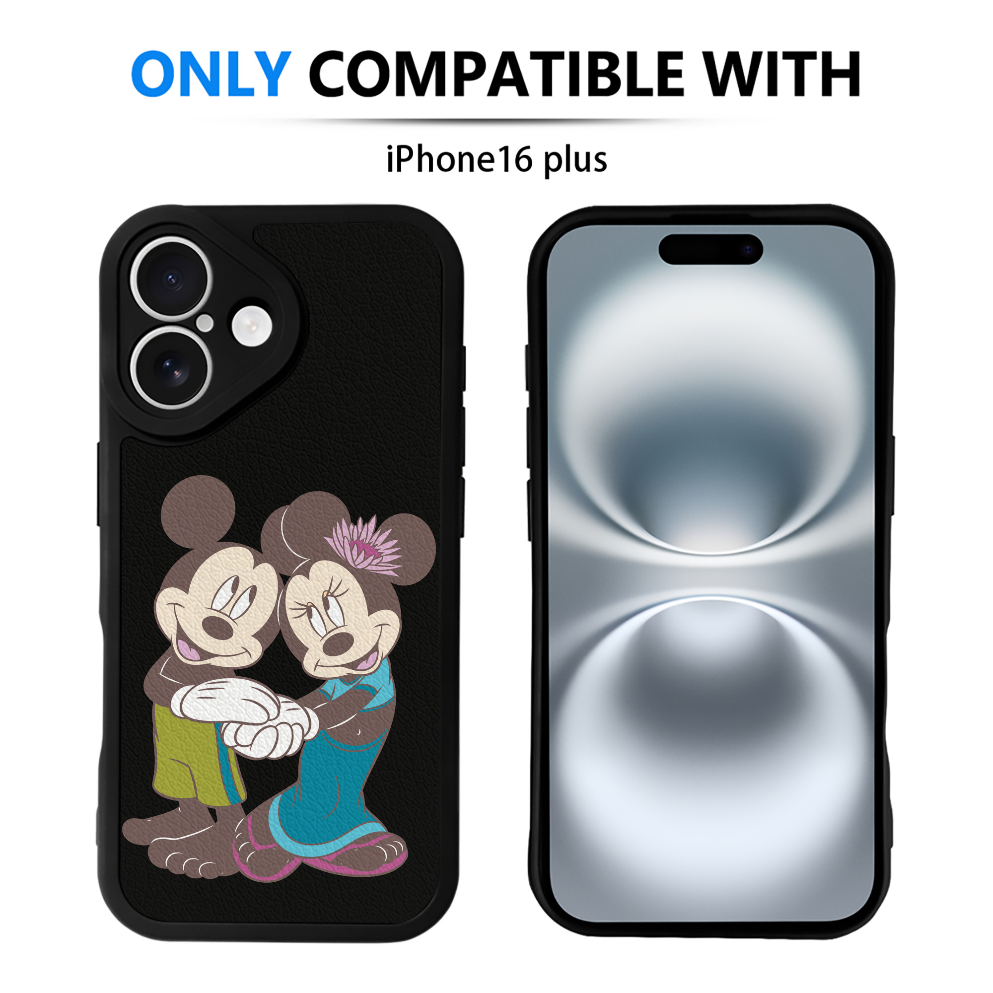 （画像用） ミッキーマウス Mickey Mouse 【iPhone 16シリーズ対応】シリコンスマホケース（レザー調） 材質：シリコン